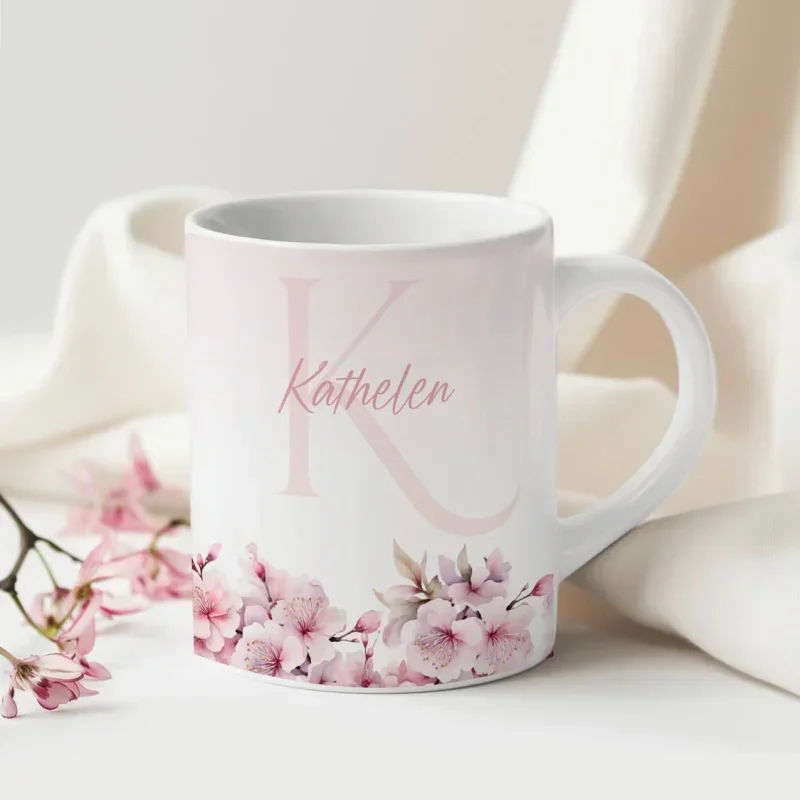 Caneca Alfabeto Floral A a Z V4