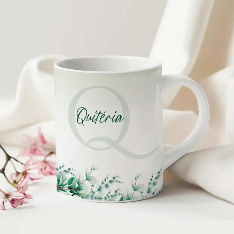 Caneca Alfabeto Floral A a Z V4