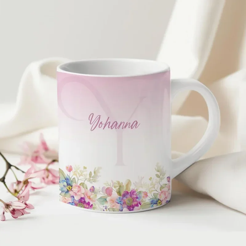Caneca Alfabeto Floral A a Z V4