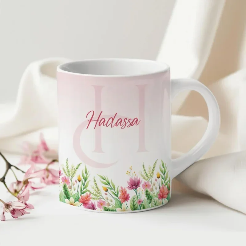 Caneca Alfabeto Floral A a Z V4