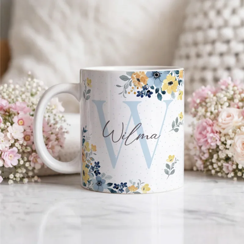 Caneca Alfabeto Floral A a Z
