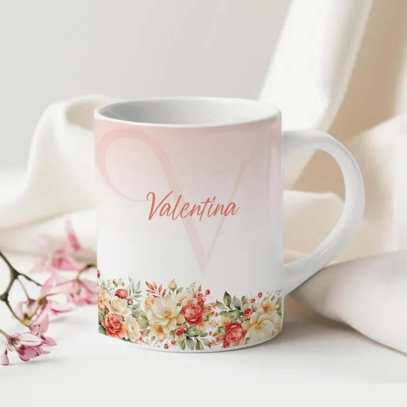 Caneca Alfabeto Floral A a Z V4