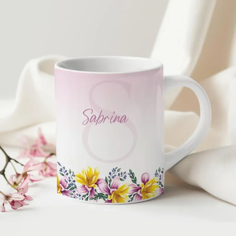 Caneca Alfabeto Floral A a Z V4