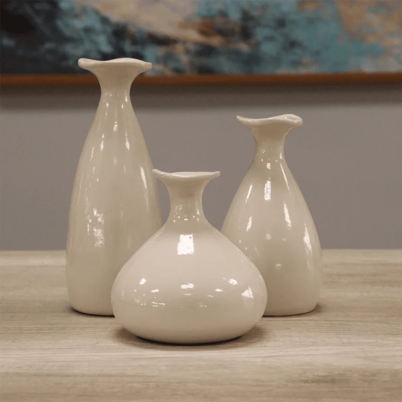 Trio de Vasos Porto em Cerâmica · Off-white