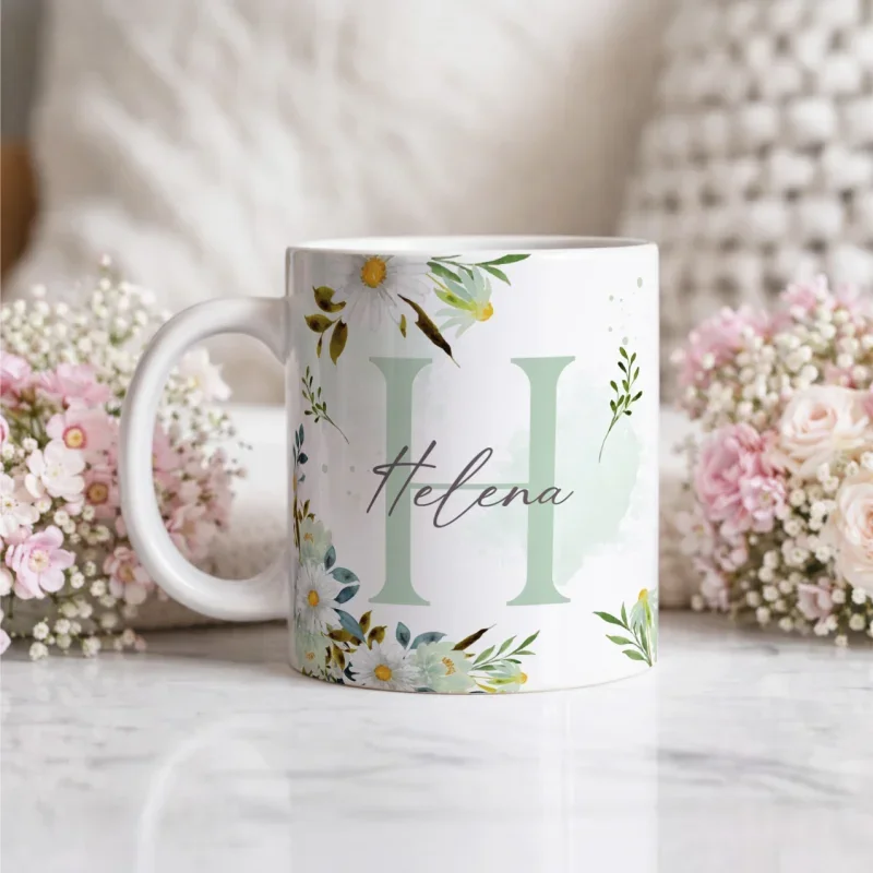 Caneca Alfabeto Floral A a Z