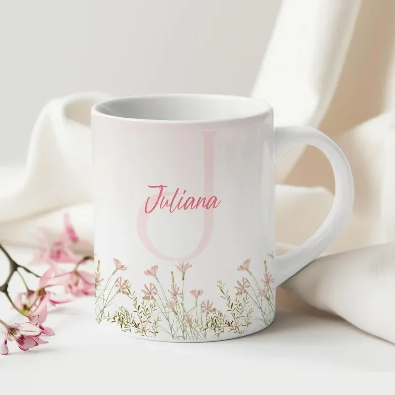 Caneca Alfabeto Floral A a Z V4