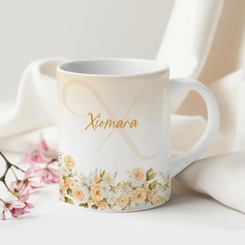 Caneca Alfabeto Floral A a Z V4